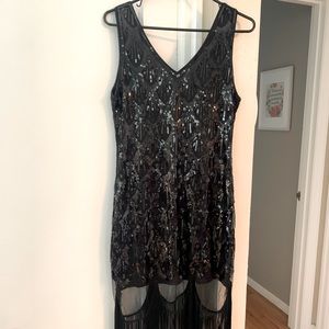 Black flapper 1920s costume dress